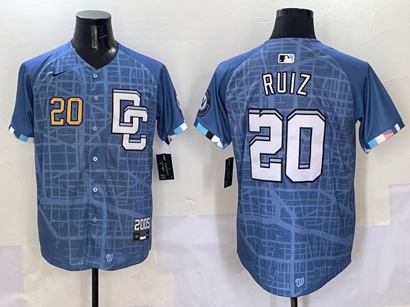 Men Washington Nationals #20 Ruiz Blue Joint Name 2025 Nike MLB Jersey style 2